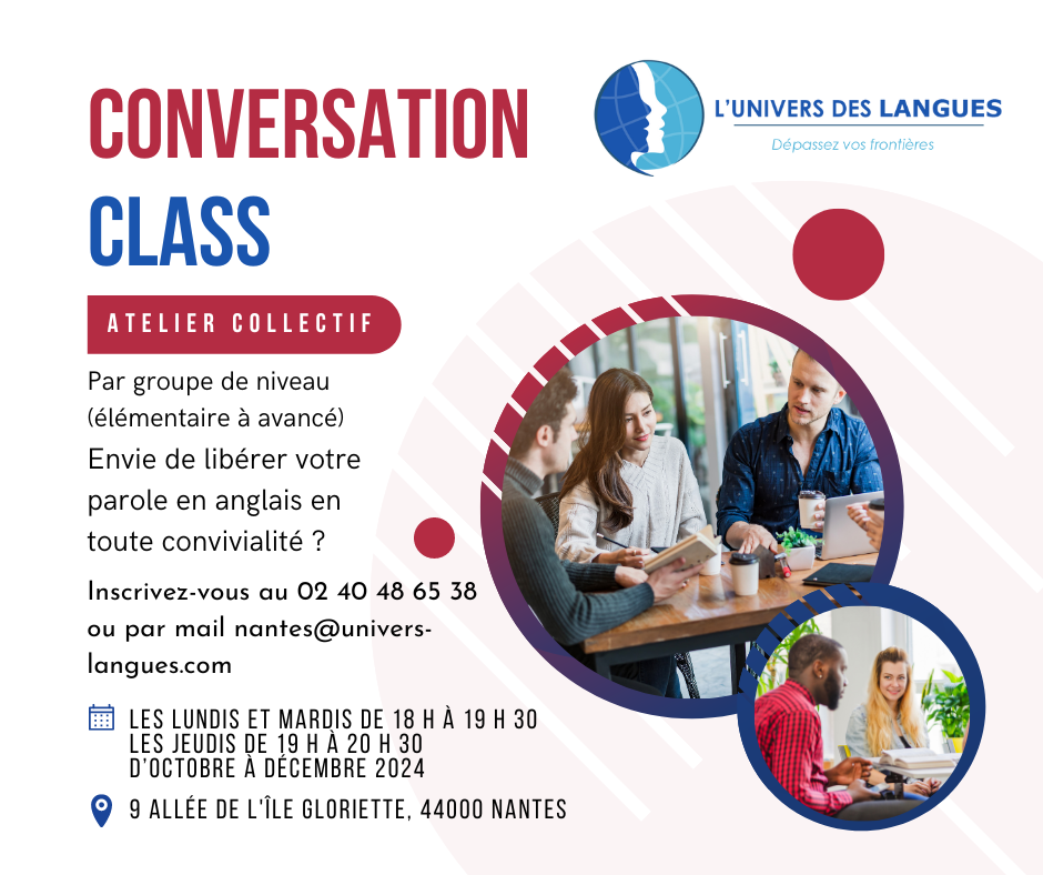 Ateliers de conversation en anglais - octobre à décembre 2024